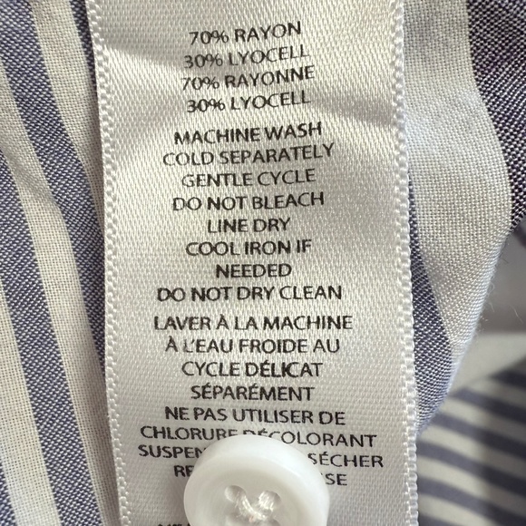 Beachlunchlounge White Gray Striped Tie Front Button Front Sleeveless Top XL - Picture 6 of 9